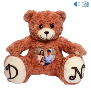 pink photo and audio bear with foot decals