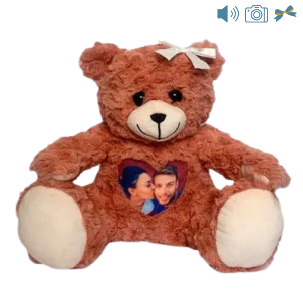 pink photo and audio bear with bow