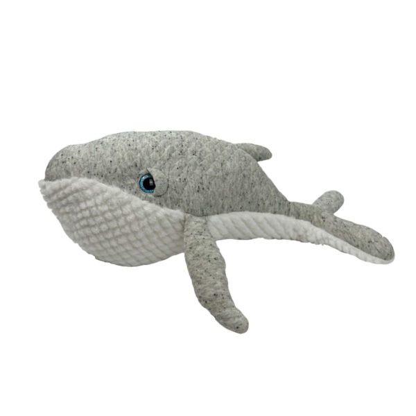 A stuffed grey animal whale.
