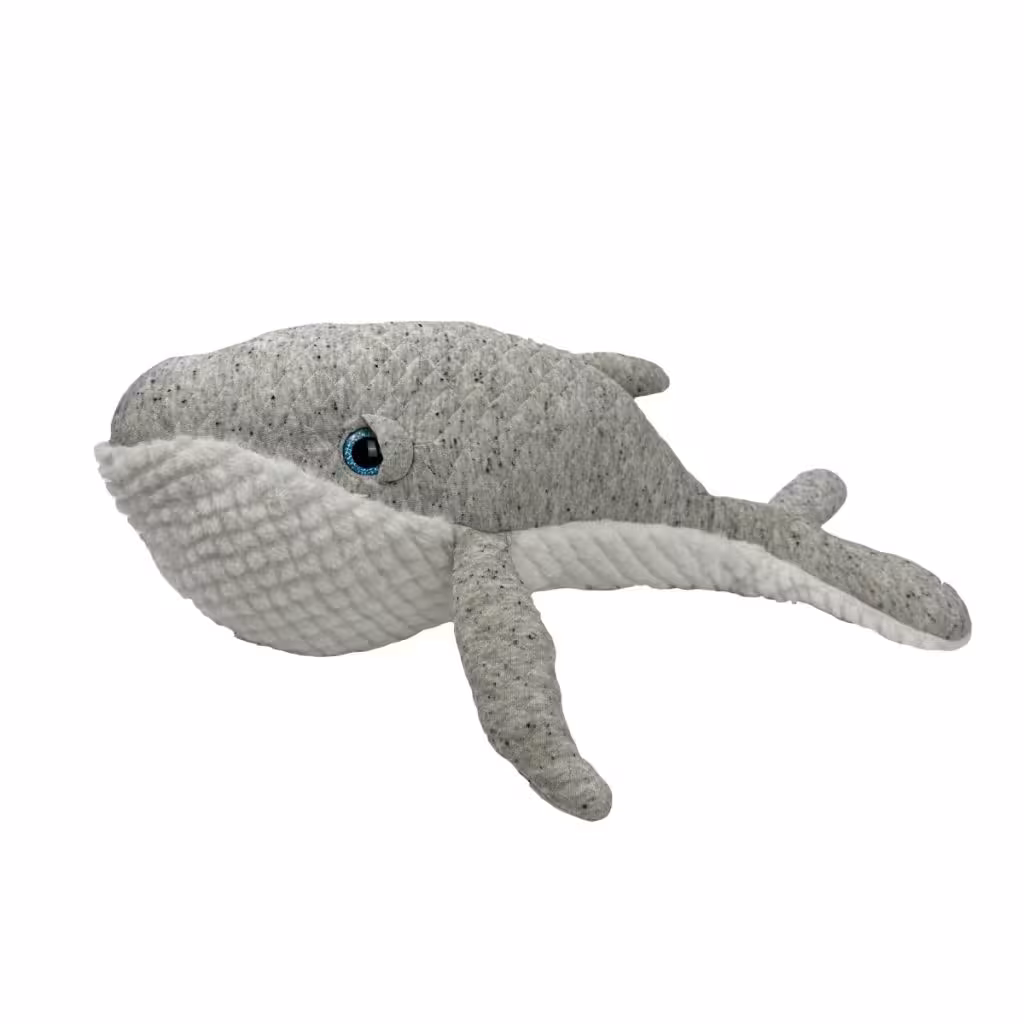 A stuffed grey animal whale.