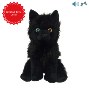 A picture of a black wolf on a white background. There are two icons in the upper right corner, an audio icon and a bow icon. There is a Limited Time Offer banner in the upper left corner.